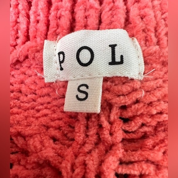 POL Cable Knit Long Sleeve Orange Sweater With Granny Square Detail Size Small - Picture 7 of 11